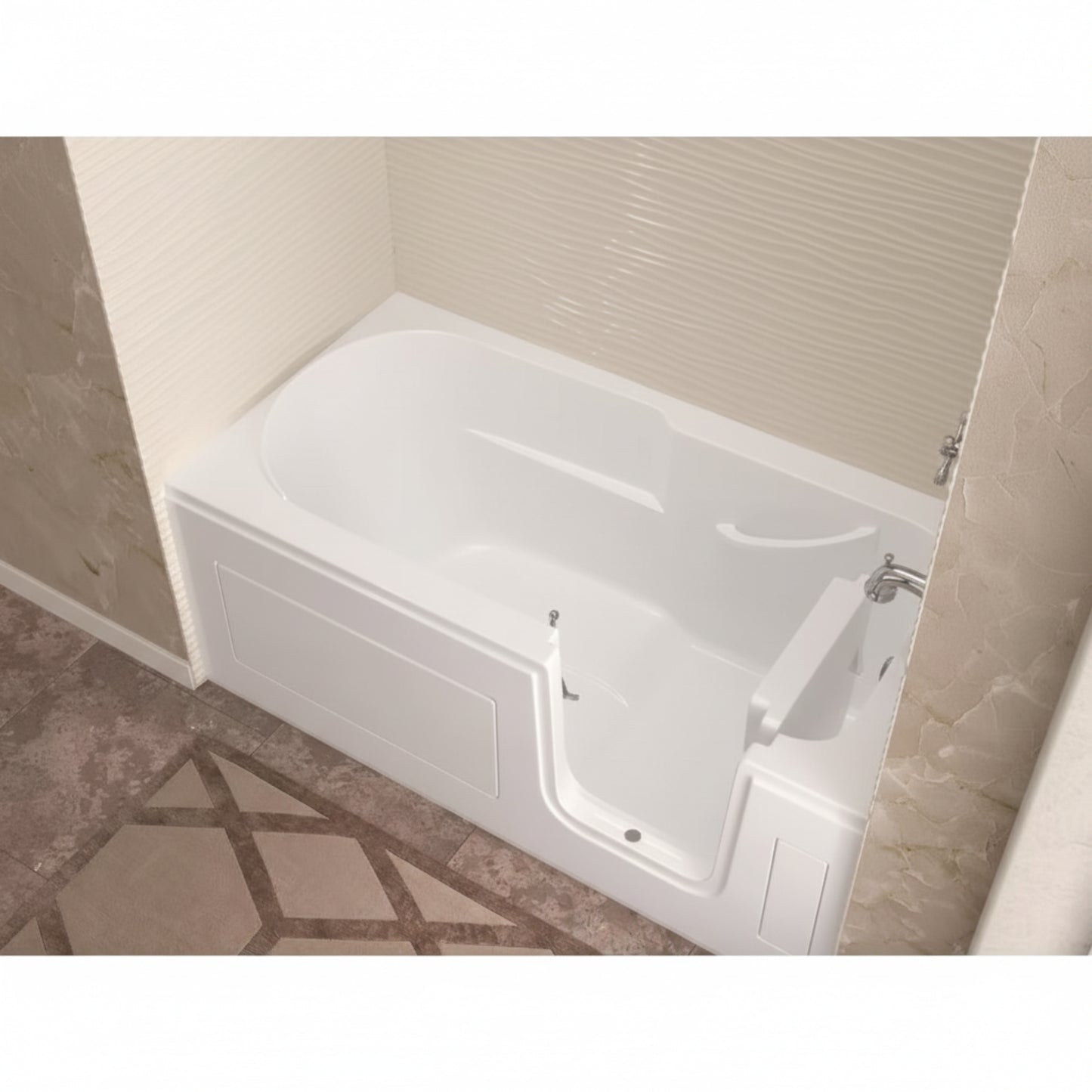 Universal Collection 30 In. L X 59 In. W Right Side Drain Soaking Bathtub in White with Fast Filling Faucet Set