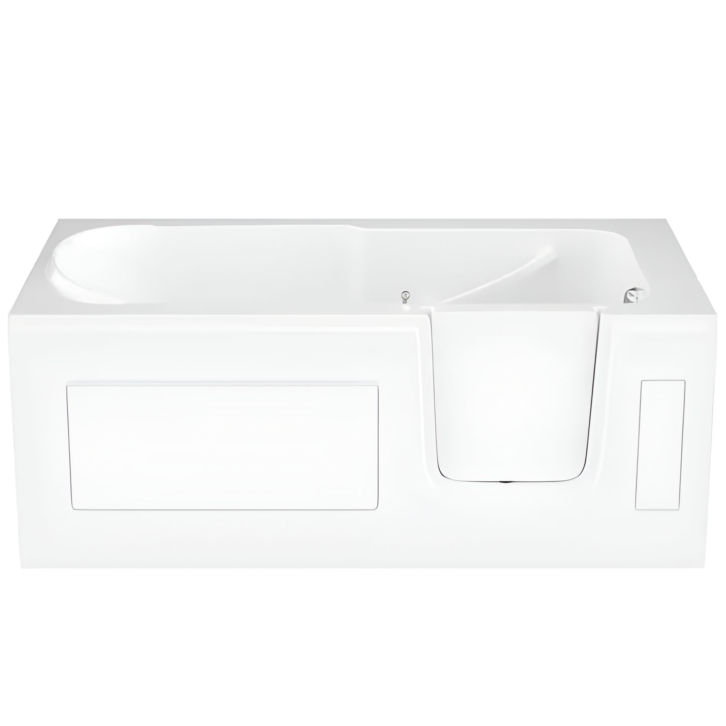 Universal Collection 30 In. L X 59 In. W Right Side Drain Soaking Bathtub in White with Fast Filling Faucet Set