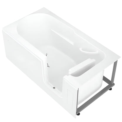 Universal Collection 30 In. L X 59 In. W Right Side Drain Soaking Bathtub in White with Fast Filling Faucet Set