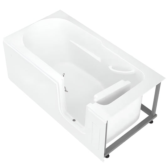 Universal Collection 30 In. L X 59 In. W Right Side Drain Soaking Bathtub in White with Fast Filling Faucet Set