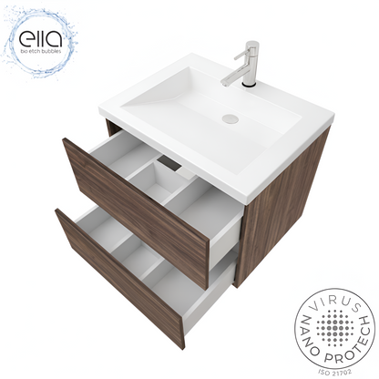 Dark Walnut - White Cultured Marble Ramp Sink (25" x W x 19" D x 20" H)