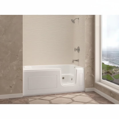 Universal Collection 30 In. L X 59 In. W Right Side Drain Soaking Bathtub in White with Fast Filling Faucet Set